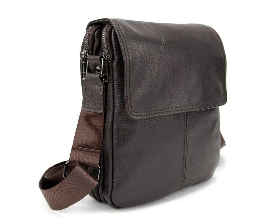 Придбати Кожаный мессенджер с клапаном на два отдела Tiding Bag M56-3508C, image , характеристики, відгуки