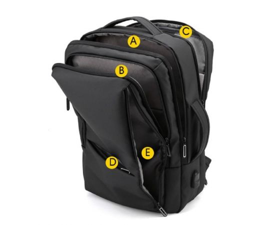 Придбати Большой текстильный черный рюкзак Confident ANT02-2021-2A, image , зображення 7, характеристики, відгуки