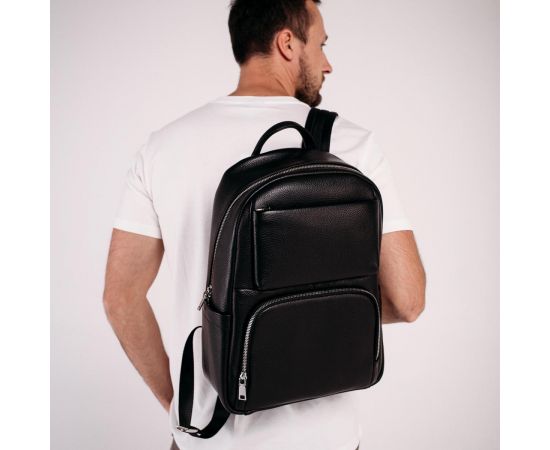 Купить Мужской кожаный рюкзак для ноутбука черный Tiding Bag B3-154A, фото , изображение 4, характеристики, отзывы