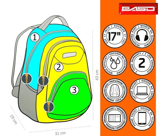 Купить Молодіжний рюкзак PASO 19L 18-2708DO синій, фото , изображение 3, характеристики, отзывы