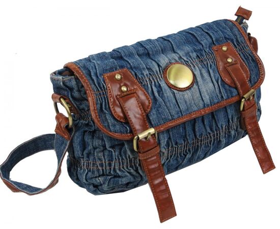 Купить Жіноча джинсова сумка через плече Fashion jeans bag синя, фото , характеристики, отзывы