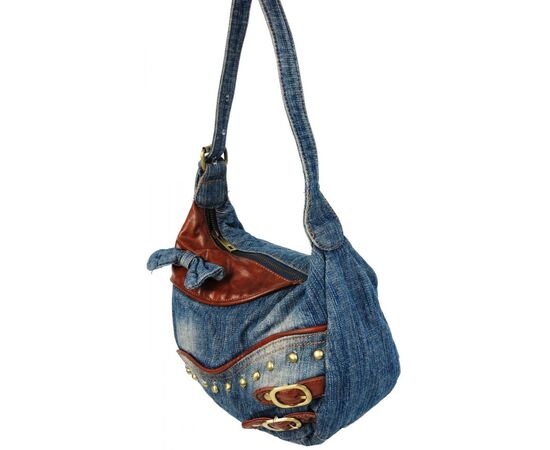 Купить Жіноча джинсова сумка невеликого розміру Fashion jeans bag синя, фото , изображение 3, характеристики, отзывы