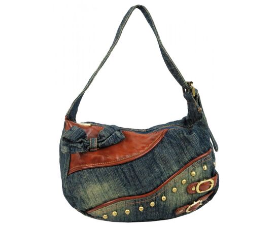 Купить Невелика жіноча джинсова, коттонова сумочка Fashion jeans bag синя, фото , изображение 2, характеристики, отзывы