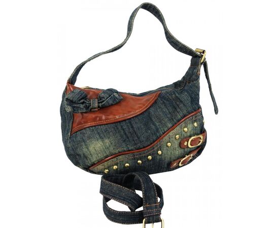 Купить Невелика жіноча джинсова, коттонова сумочка Fashion jeans bag синя, фото , изображение 6, характеристики, отзывы