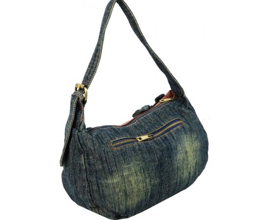 Купить Невелика жіноча джинсова, коттонова сумочка Fashion jeans bag синя, фото , изображение 7, характеристики, отзывы