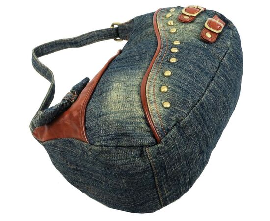 Купить Невелика жіноча джинсова, коттонова сумочка Fashion jeans bag синя, фото , изображение 8, характеристики, отзывы