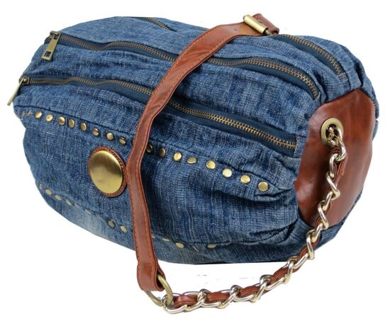 Купить Циліндрична жіноча джинсова сумка Fashion jeans bag синя, фото , характеристики, отзывы