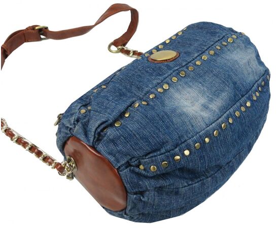 Купить Циліндрична жіноча джинсова сумка Fashion jeans bag синя, фото , изображение 5, характеристики, отзывы