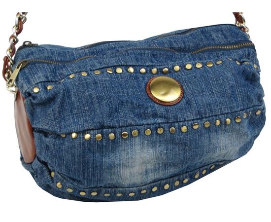 Купить Циліндрична жіноча джинсова сумка Fashion jeans bag синя, фото , изображение 6, характеристики, отзывы