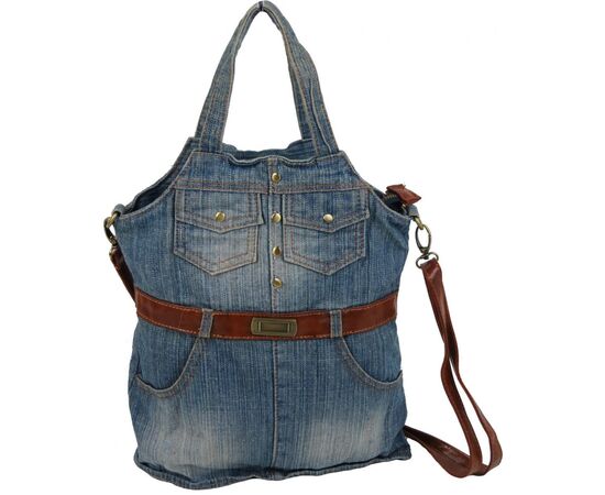 Купить Жіноча джинсова сумка у формі сарафана Fashion jeans bag синя, фото , характеристики, отзывы