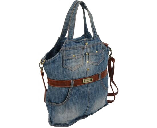 Купить Жіноча джинсова сумка у формі сарафана Fashion jeans bag синя, фото , изображение 2, характеристики, отзывы