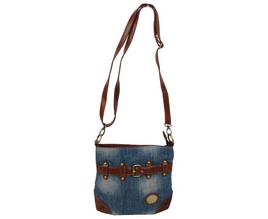 Купить Молодіжна джинсова сумка на ремені Fashion jeans bag блакитна, фото , изображение 2, характеристики, отзывы