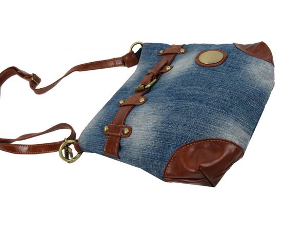 Купить Молодіжна джинсова сумка на ремені Fashion jeans bag блакитна, фото , изображение 9, характеристики, отзывы