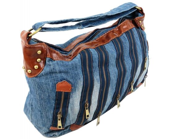 Придбати Жіноча джинсова сумка Fashion jeans bag синя, image , зображення 3, характеристики, відгуки