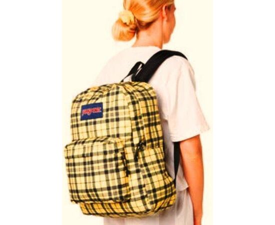 Купить Яскравий міський рюкзак 25L Jansport Superbreak жовтий в клітинку, фото , изображение 2, характеристики, отзывы