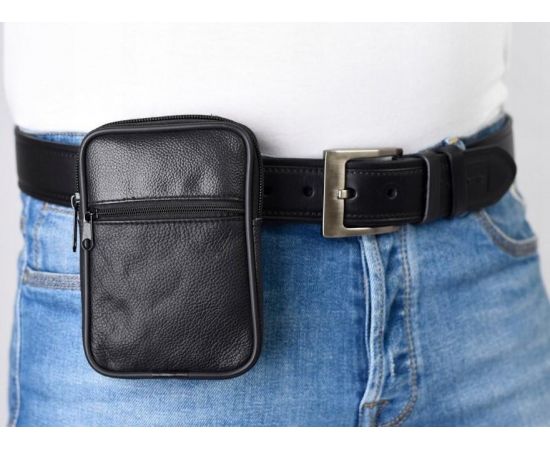 Купить Невелика чоловіча сумка, барсетка на ремінь з екошкіри Pako Jeans чорна, фото , характеристики, отзывы
