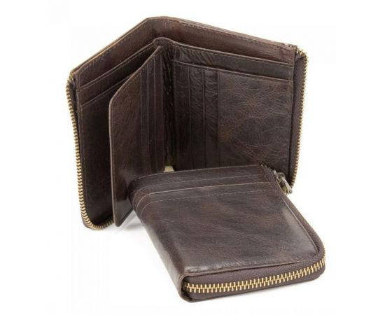 Купить Кожаное мужское портмоне Tiding Bag коричневое, фото , изображение 2, характеристики, отзывы