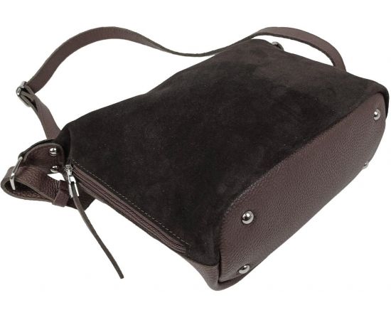 Купить Женская сумка из натуральной кожи и замши Borsacomoda темно-коричневая, фото , изображение 5, характеристики, отзывы