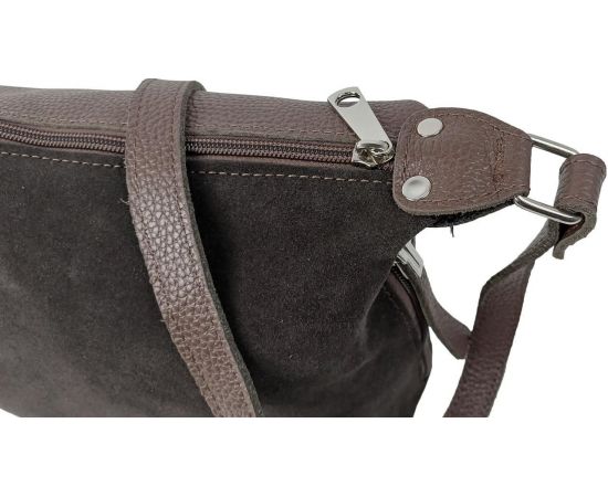 Купить Женская сумка из натуральной кожи и замши Borsacomoda темно-коричневая, фото , изображение 8, характеристики, отзывы