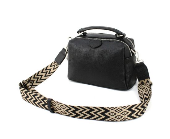 Купить Женская кожаная сумка кросс-боди Borsacomoda черная, фото , изображение 4, характеристики, отзывы