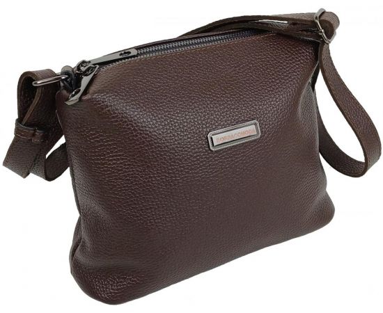 Купить Женская наплечная кожаная сумка Borsacomoda темно-коричневая, фото , изображение 2, характеристики, отзывы