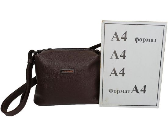 Купить Женская наплечная кожаная сумка Borsacomoda темно-коричневая, фото , изображение 10, характеристики, отзывы