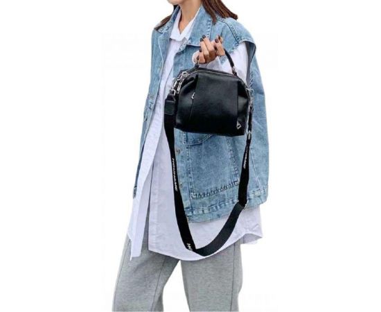 Купить Женская кожаная сумка кроссбоди UnaBorsetta черная, фото , изображение 8, характеристики, отзывы