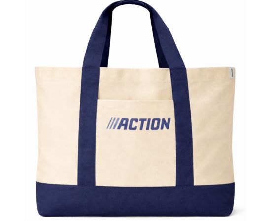 Купить Эко сумка для пляжа, покупок из плотного коттона Action 52x36x15 см бежевая, фото , изображение 2, характеристики, отзывы