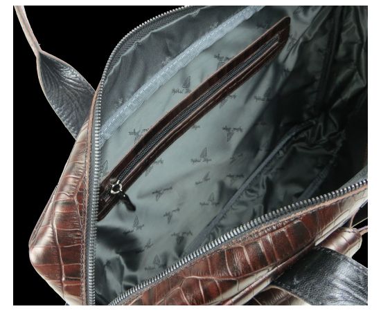 Купить Мужская кожаная сумка, портфель под крокодила Mykhail Ikhtyar коричневая, фото , изображение 7, характеристики, отзывы