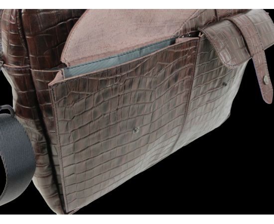 Купить Мужская кожаная сумка, портфель под крокодила Mykhail Ikhtyar коричневая, фото , изображение 8, характеристики, отзывы
