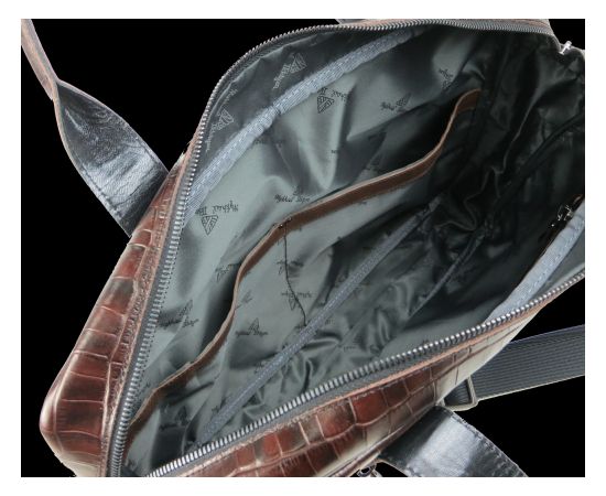 Купить Мужская кожаная сумка, портфель под крокодила Mykhail Ikhtyar коричневая, фото , изображение 9, характеристики, отзывы