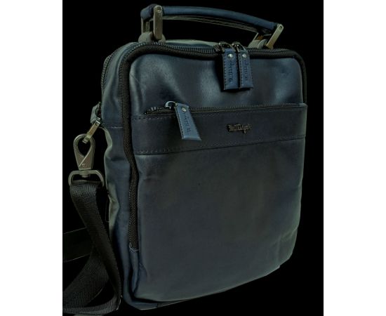 Купить Мужская кожаная сумка, барсетка Mykhail Ikhtyar синяя, фото , характеристики, отзывы