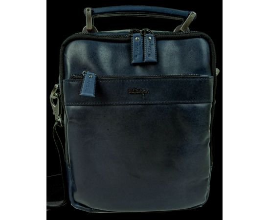 Купить Мужская кожаная сумка, барсетка Mykhail Ikhtyar синяя, фото , изображение 2, характеристики, отзывы