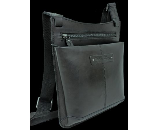 Купить Мужская кожаная сумка планшетка Mykhail Ikhtyar черная, фото , изображение 2, характеристики, отзывы