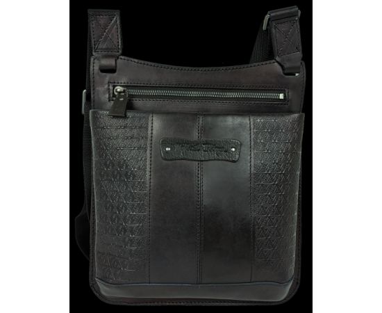 Купить Мужская кожаная наплечная сумка, планшетка Mykhail Ikhtyar черная, фото , характеристики, отзывы