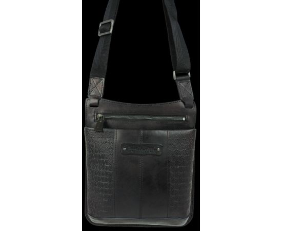 Купить Мужская кожаная наплечная сумка, планшетка Mykhail Ikhtyar черная, фото , изображение 3, характеристики, отзывы