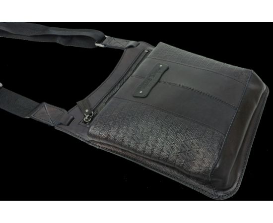 Купить Мужская кожаная наплечная сумка, планшетка Mykhail Ikhtyar черная, фото , изображение 7, характеристики, отзывы