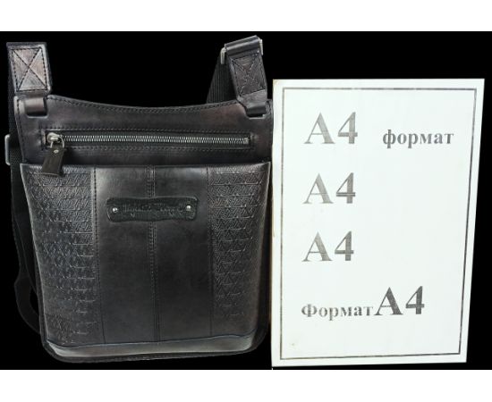 Купить Мужская кожаная наплечная сумка, планшетка Mykhail Ikhtyar черная, фото , изображение 9, характеристики, отзывы