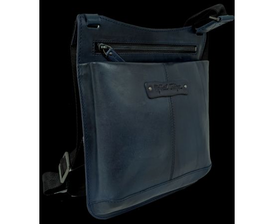 Купить Мужская кожаная сумка на плечо Mykhail Ikhtyar, Украина синяя, фото , изображение 3, характеристики, отзывы