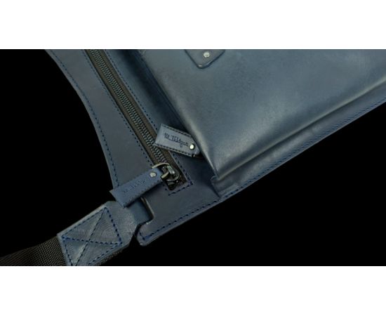 Купить Мужская кожаная сумка на плечо Mykhail Ikhtyar, Украина синяя, фото , изображение 8, характеристики, отзывы