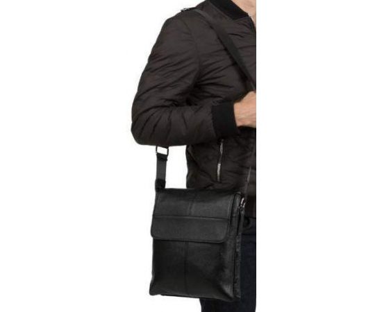 Купить Мужская кожаная сумка, мессенджер Tiding Bag черный, фото , изображение 5, характеристики, отзывы