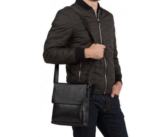 Купить Сумка-мессенджер кожаная Tiding Bag черная, фото , характеристики, отзывы