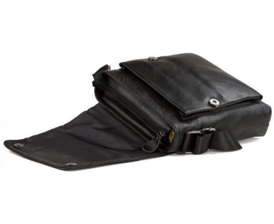 Купить Сумка-мессенджер кожаная Tiding Bag черная, фото , изображение 4, характеристики, отзывы