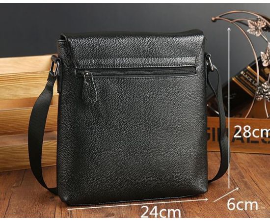 Купить Сумка-мессенджер кожаная Tiding Bag черная, фото , изображение 5, характеристики, отзывы