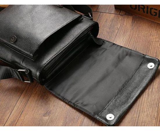 Купить Сумка-мессенджер кожаная Tiding Bag черная, фото , изображение 6, характеристики, отзывы