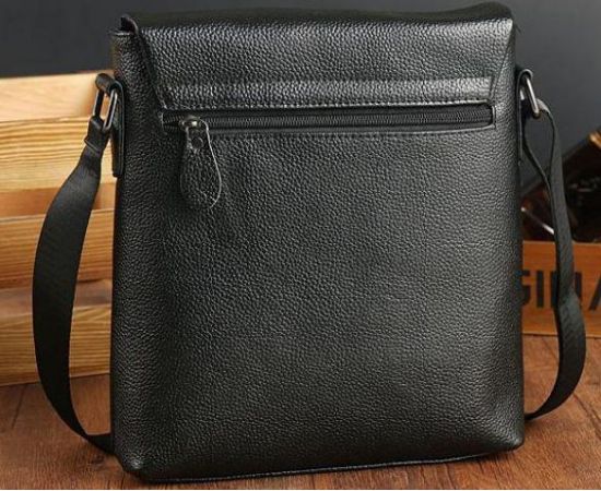 Купить Сумка-мессенджер кожаная Tiding Bag черная, фото , изображение 8, характеристики, отзывы