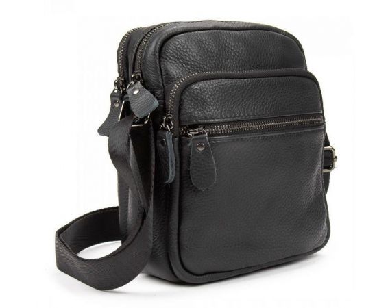 Купить Мужская кожаная сумка планшетка Tiding Bag черная, фото , изображение 2, характеристики, отзывы