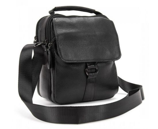 Купить Мужская кожаная сумка мессенджер Tiding Bag черная, фото , характеристики, отзывы