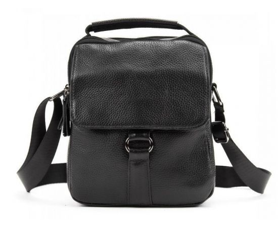 Купить Мужская кожаная сумка мессенджер Tiding Bag черная, фото , изображение 2, характеристики, отзывы