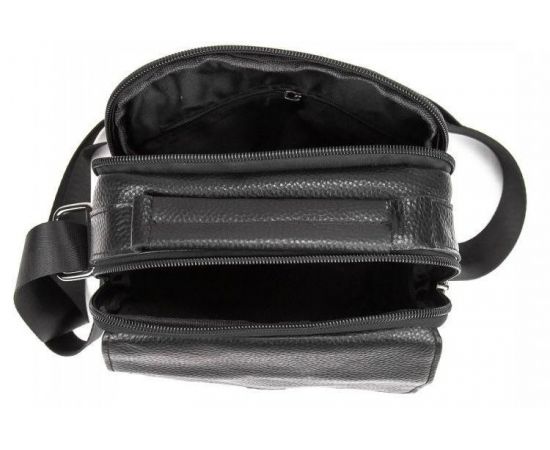 Купить Мужская кожаная сумка мессенджер Tiding Bag черная, фото , изображение 7, характеристики, отзывы